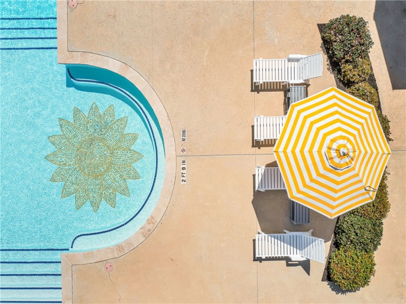 Aerial view of beach entry pool.