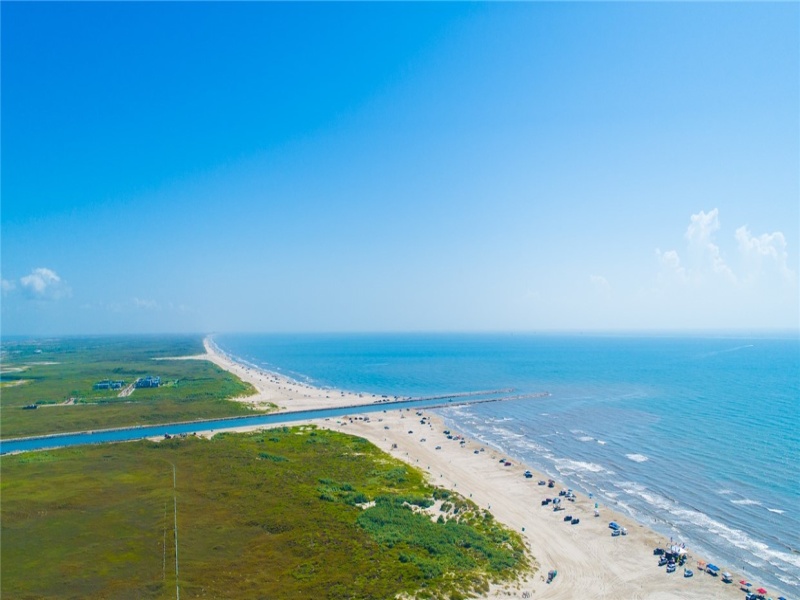 Arial View of the Beach to the left of the Complex.