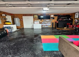 Spacious garage with Valspar floor coating