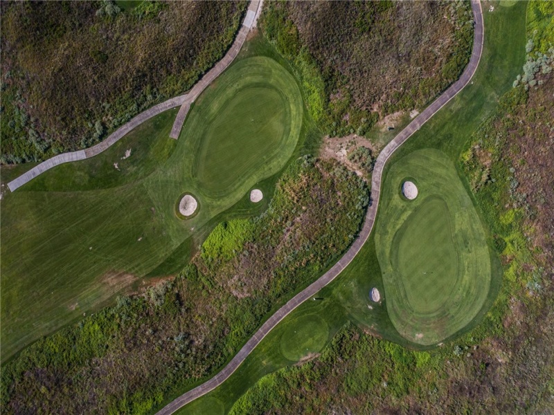 Drone view of golf course