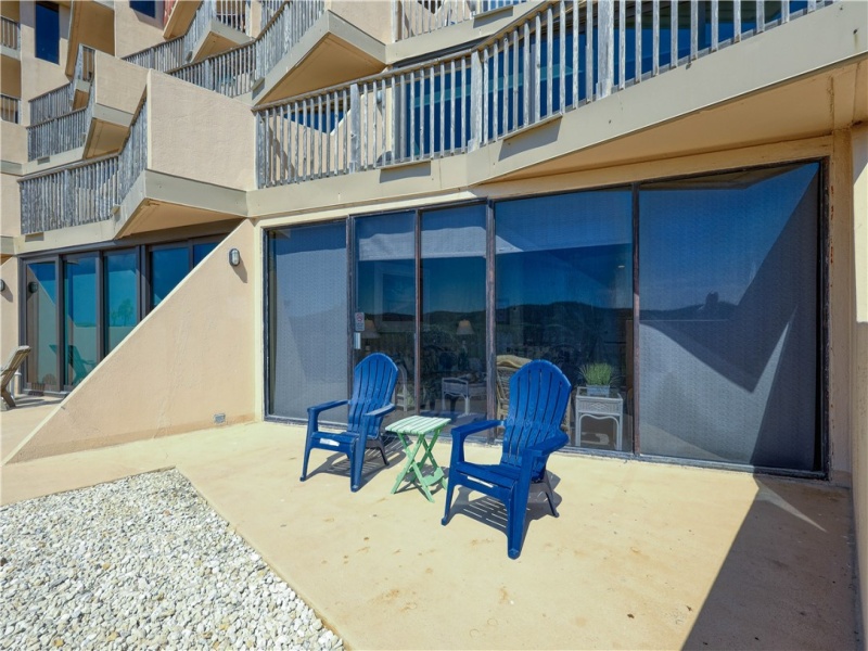 Patio overlooking pools