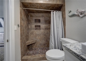 Tiled shower.