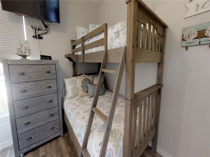 Second bedroom with twin over full bunk.