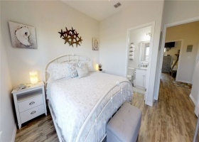 King size bedroom with attached full bath.