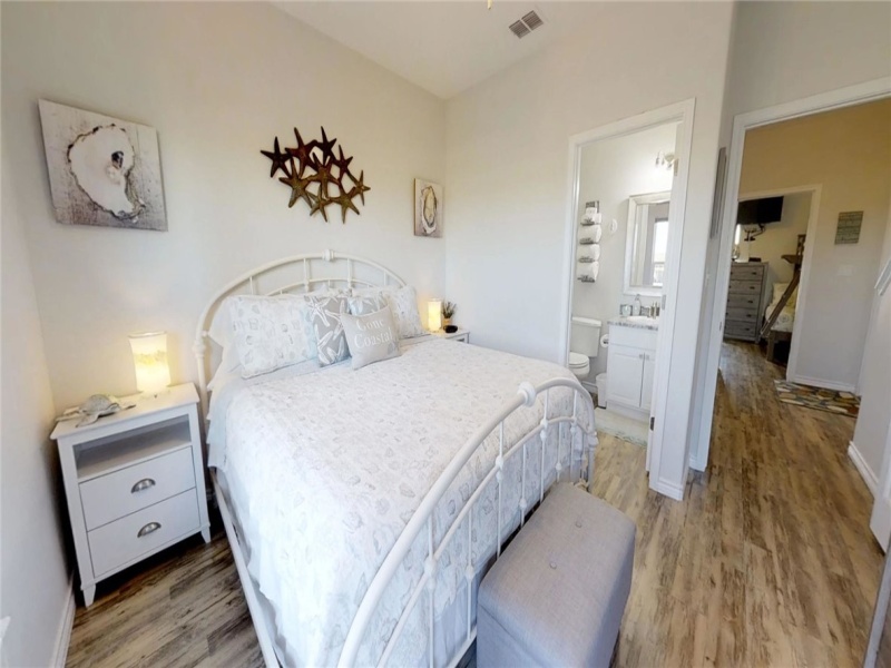 King size bedroom with attached full bath.