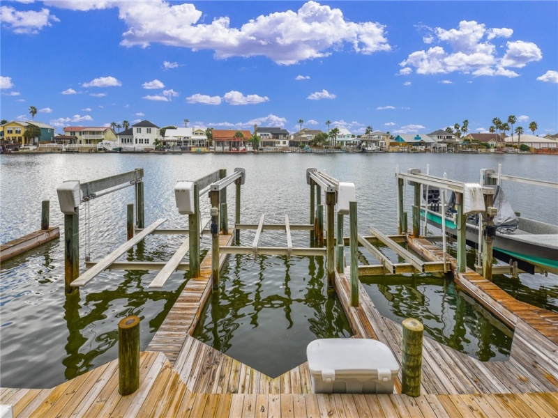 Designated boat dock with a lift.