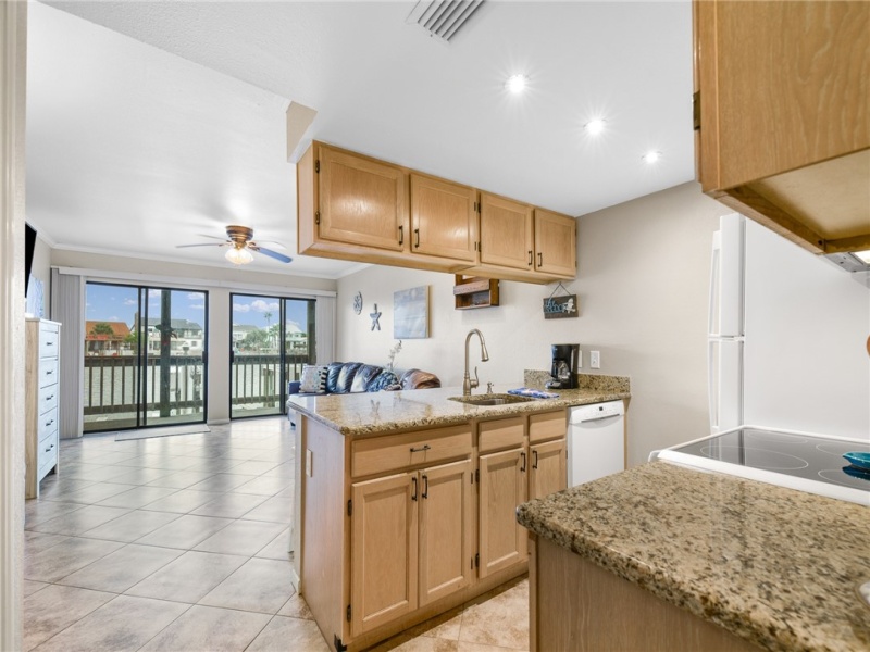 Entering into the condo, one looks directly out to the water.